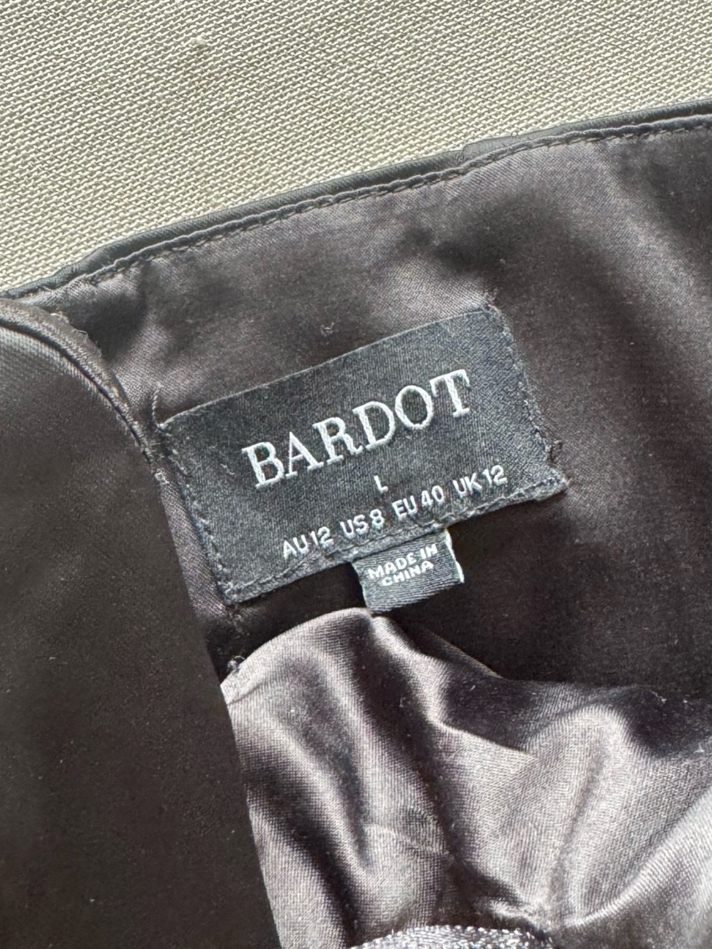 Bardot Black Strapless Satin Midi Dress with Side Drape - Picture 5 of 6